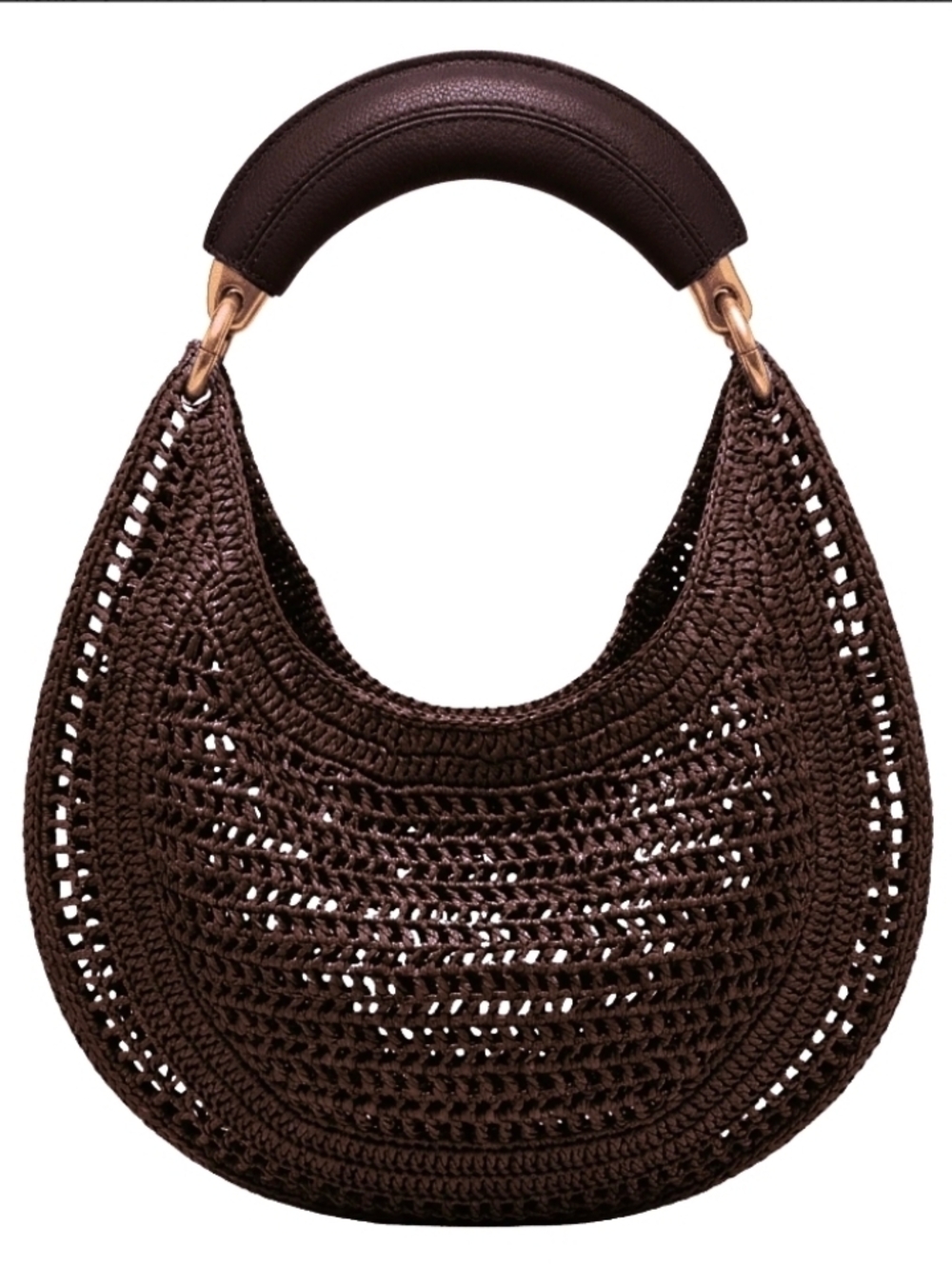 Urban Expressions Brown Woven Crescent Hobo with Padded Handle - Picture 1 of 16